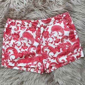 Coral and white printed shorts